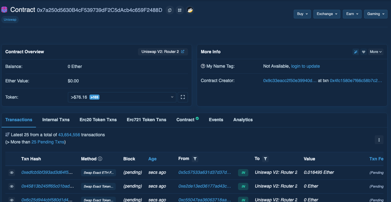 Etherscan Contracts Tab